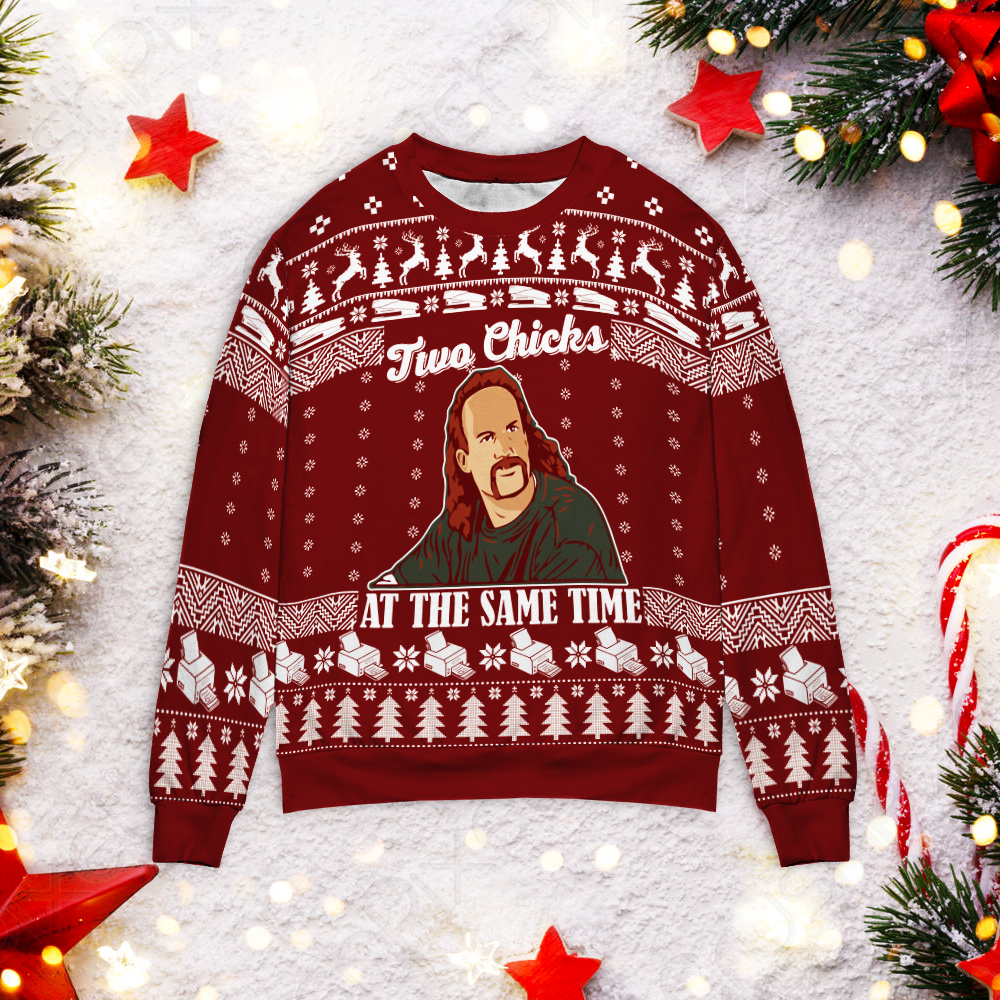 Diedrich Bader Two Chicks At The Same Time Christmas Sweater Diedrich Bader Two Chicks At The Same Time Christmas Sweater