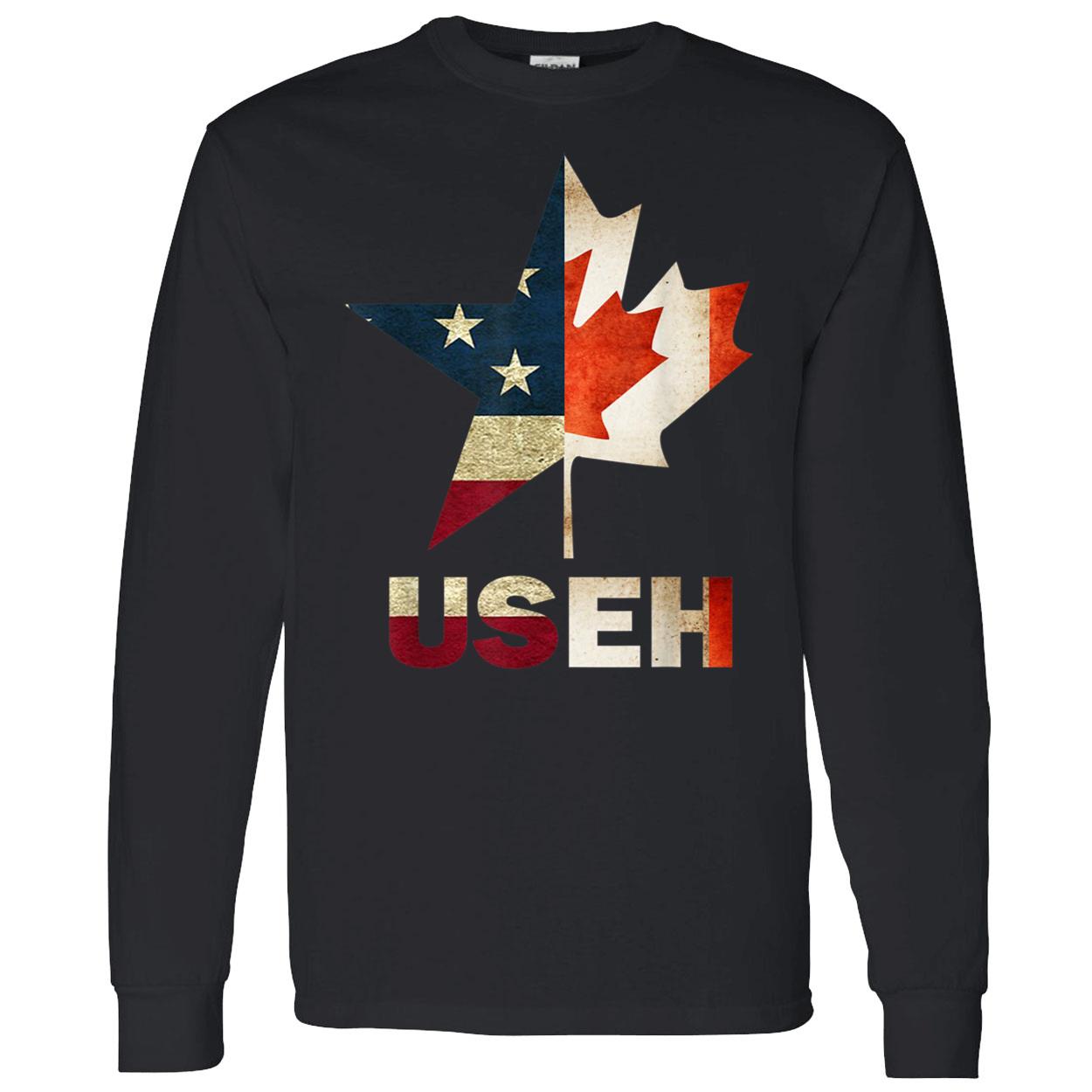 Useh Leaf Canadian American Flag Shirt Useh Leaf Canadian American Flag Shirt