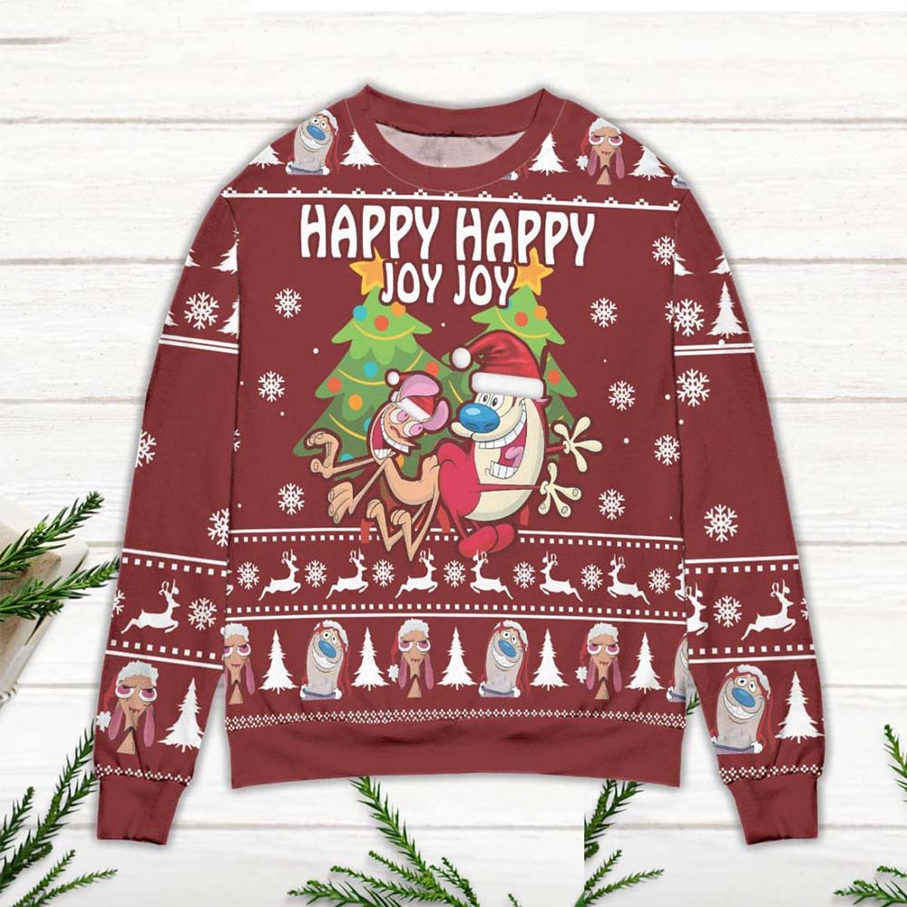 The Ren &Amp; Stimpy Show Christmas Sweater The Ren &Amp; Stimpy Show Christmas Sweater