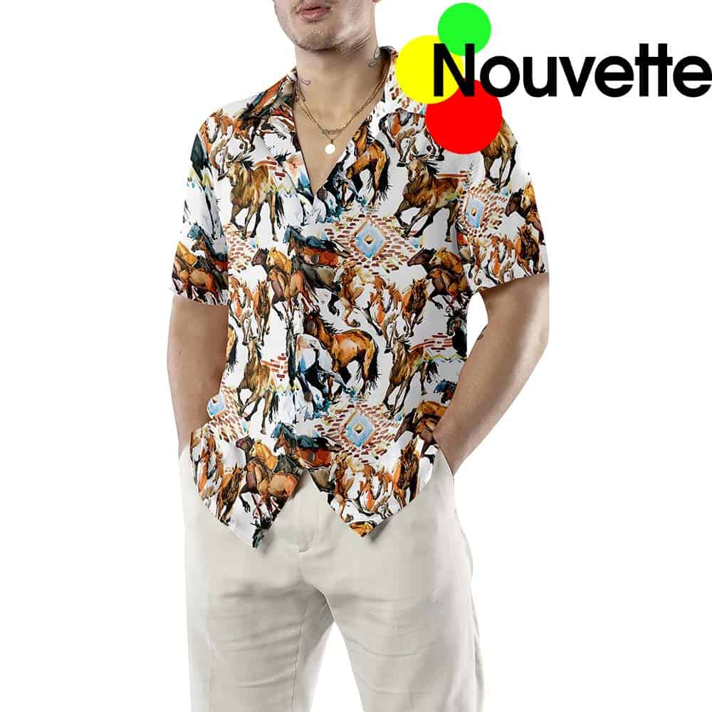 Running Wild Horse With Tribal Texture Hawaiian Shirt Running Wild Horse With Tribal Texture Hawaiian Shirt