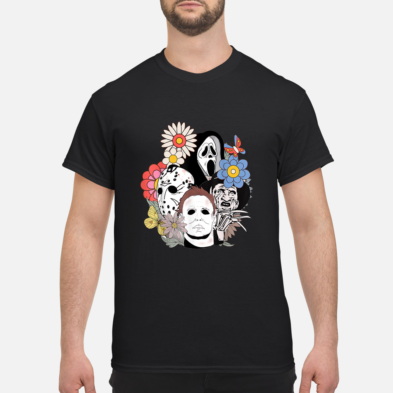 Floral Horror Characters Halloween Shirt Floral Horror Characters Halloween Shirt