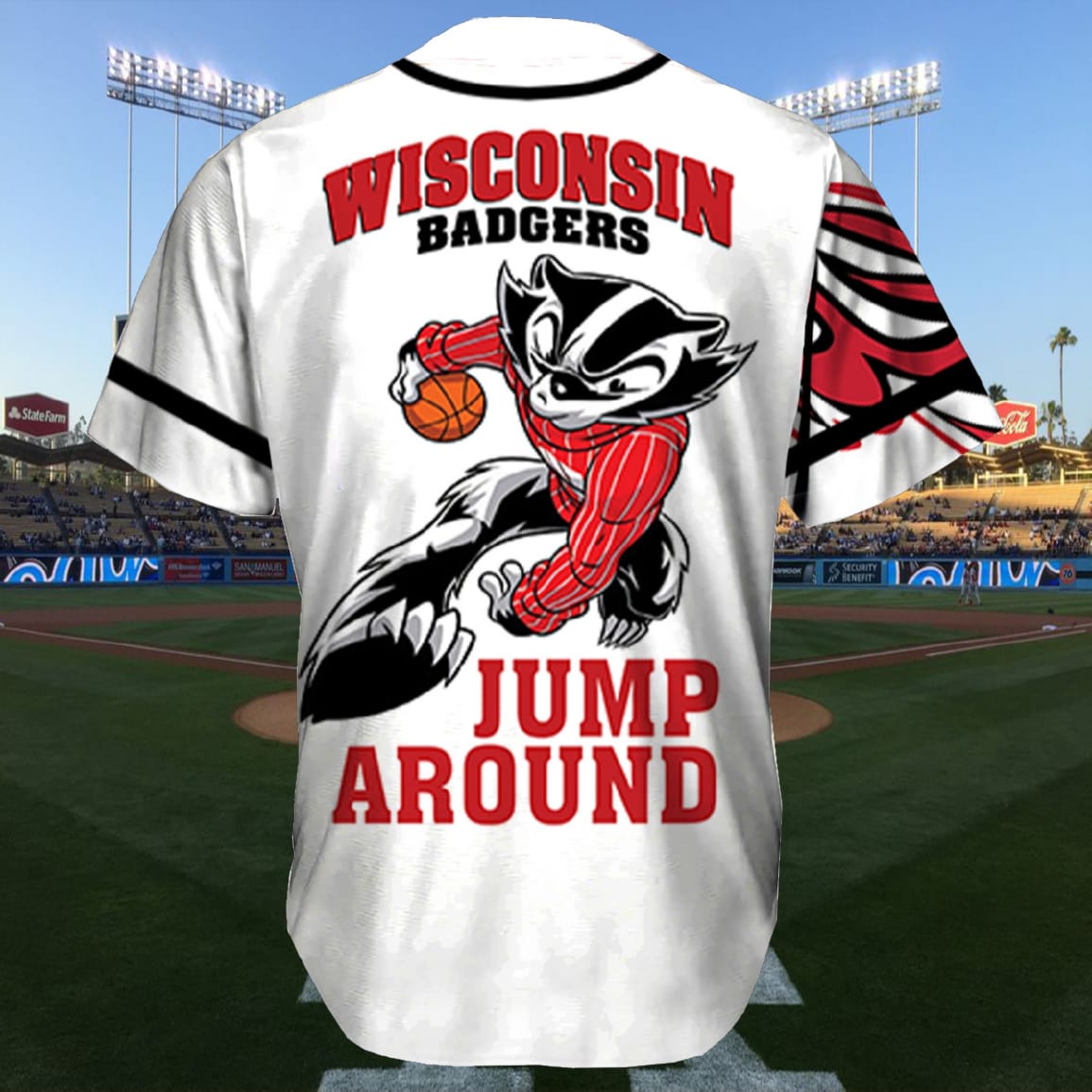 Badgers Jump Around Custom Name Baseball Jersey Badgers Jump Around Custom Name Baseball Jersey