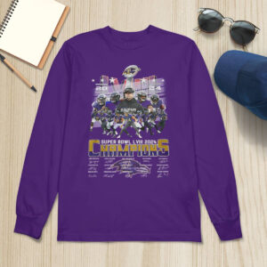Baltimore Ravens Super Bowl LVIII 2024 Champions Signatures Shirt33