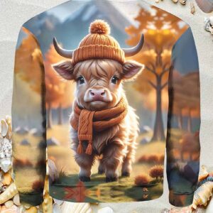 Cute Adorable Baby Highland Cow Print Crew Neck Shirt 1 Cute Adorable Baby Highland Cow Print Crew Neck Shirt