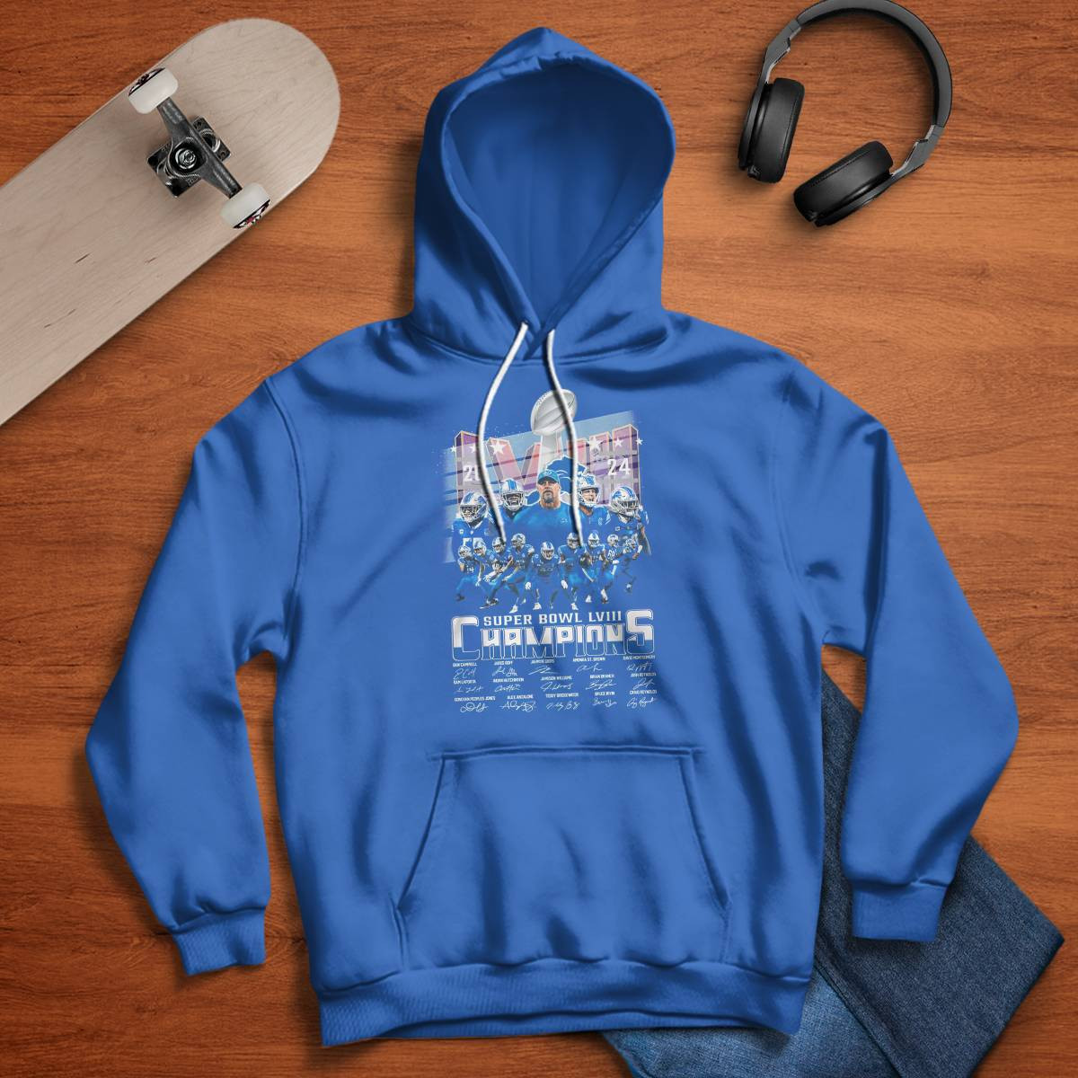 Detroit Lions Super Bowl LVIII 2024 Champions Signatures Shirt Detroit Lions Super Bowl LVIII 2024 Champions Signatures Shirt