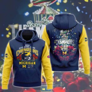 Michigan Football 2024 Rose Bowl Game Champions Hoodie Michigan Football 2024 Rose Bowl Game Champions Hoodie