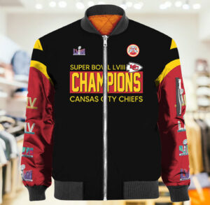 KC Chiefs Four Time Super Bowl Champions Bomber Jacket 2024 KC Chiefs Four Time Super Bowl Champions Bomber Jacket 2024