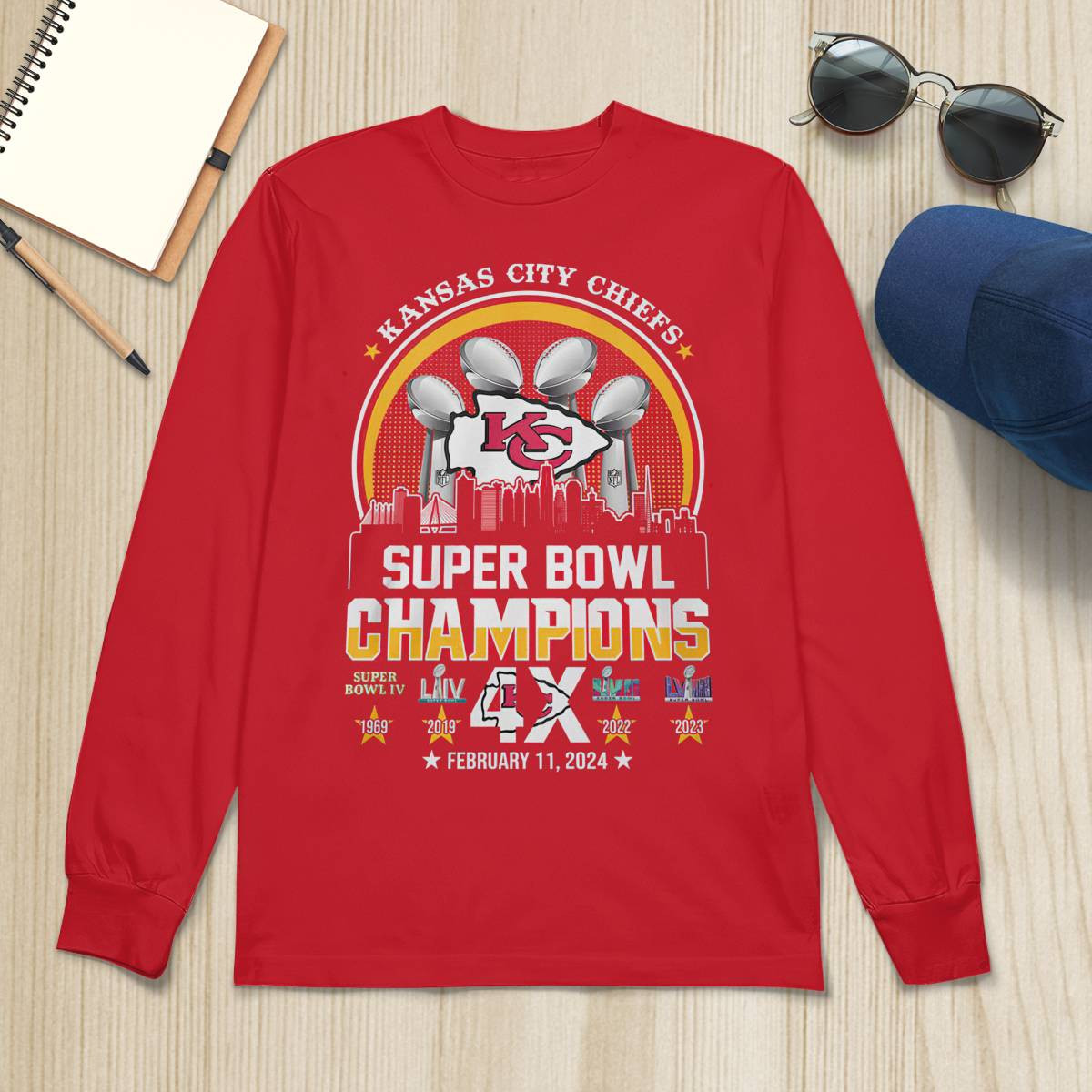 Kansas City Chiefs Super Bowl Champions 4x February 11 2024 Shirt Kansas City Chiefs Super Bowl Champions 4x February 11 2024 Shirt