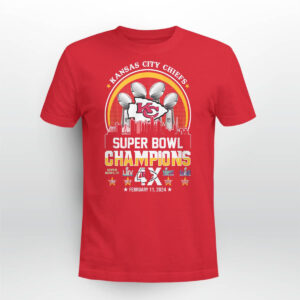 Kansas City Chiefs Super Bowl Champions 4x February 11 2024 Shirt 4 Kansas City Chiefs Super Bowl Champions 4x February 11 2024 Shirt