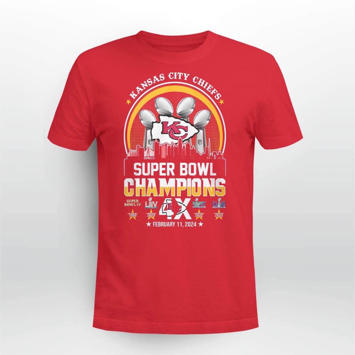 Kansas City Chiefs Super Bowl Champions 4x February 11 2024 Shirt Kansas City Chiefs Super Bowl Champions 4x February 11 2024 Shirt