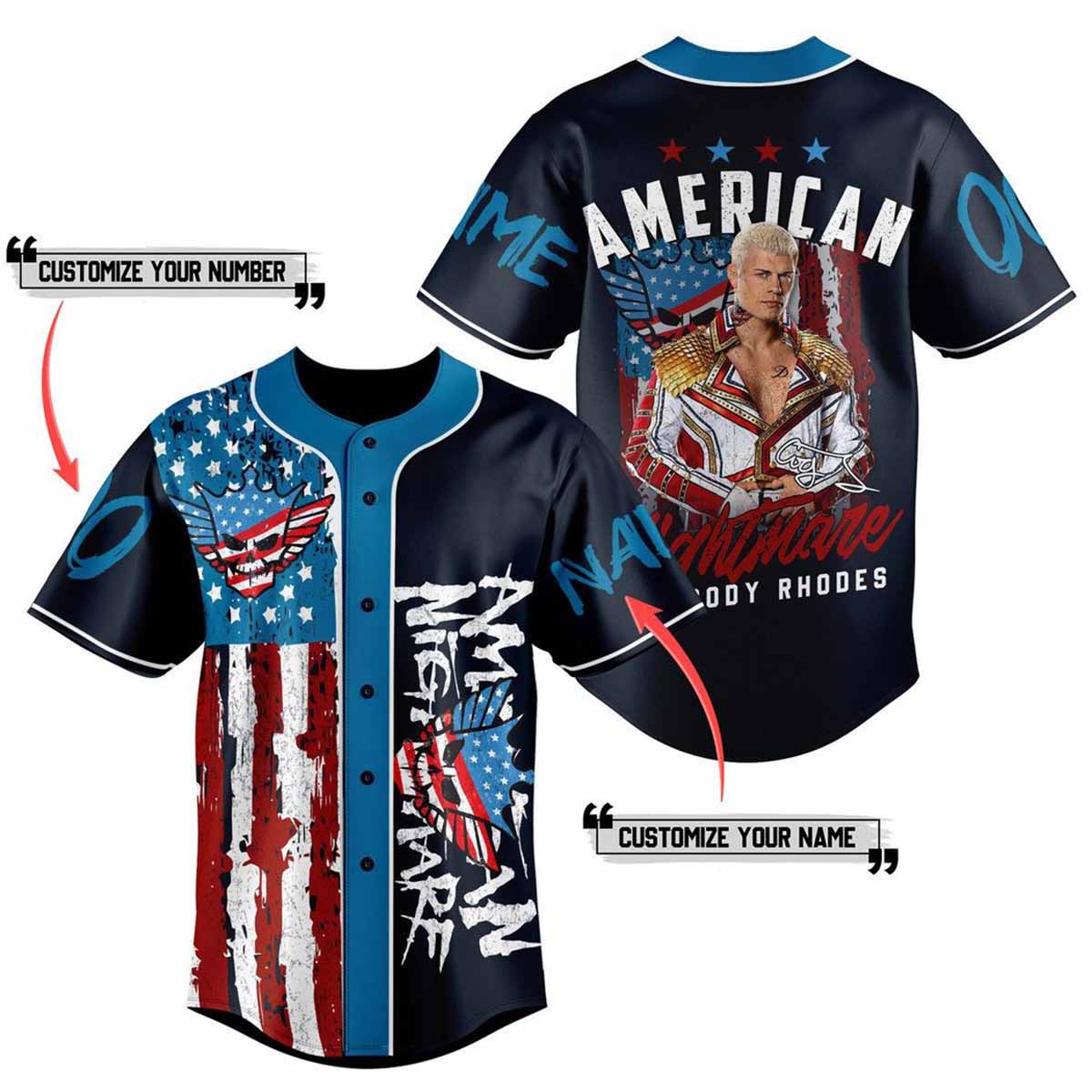 American Nightmare Cody Rhodes Custom Baseball Jersey American Nightmare Cody Rhodes Custom Baseball Jersey