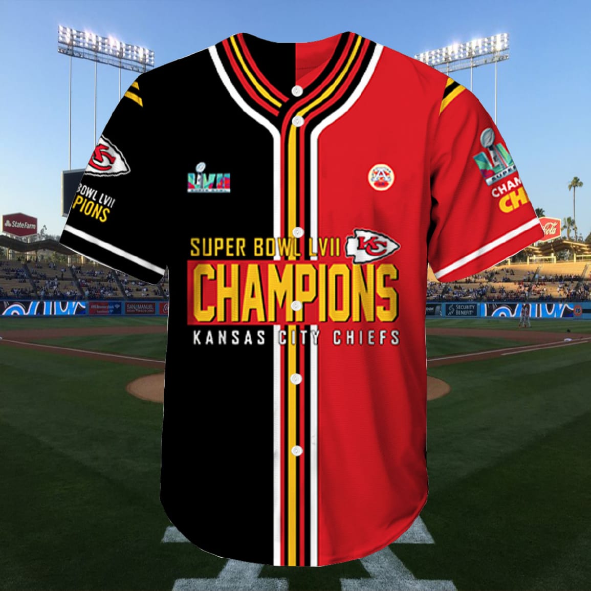 Chiefs Champions Super Bowl LVII Baseball Jersey Chiefs Champions Super Bowl LVII Baseball Jersey