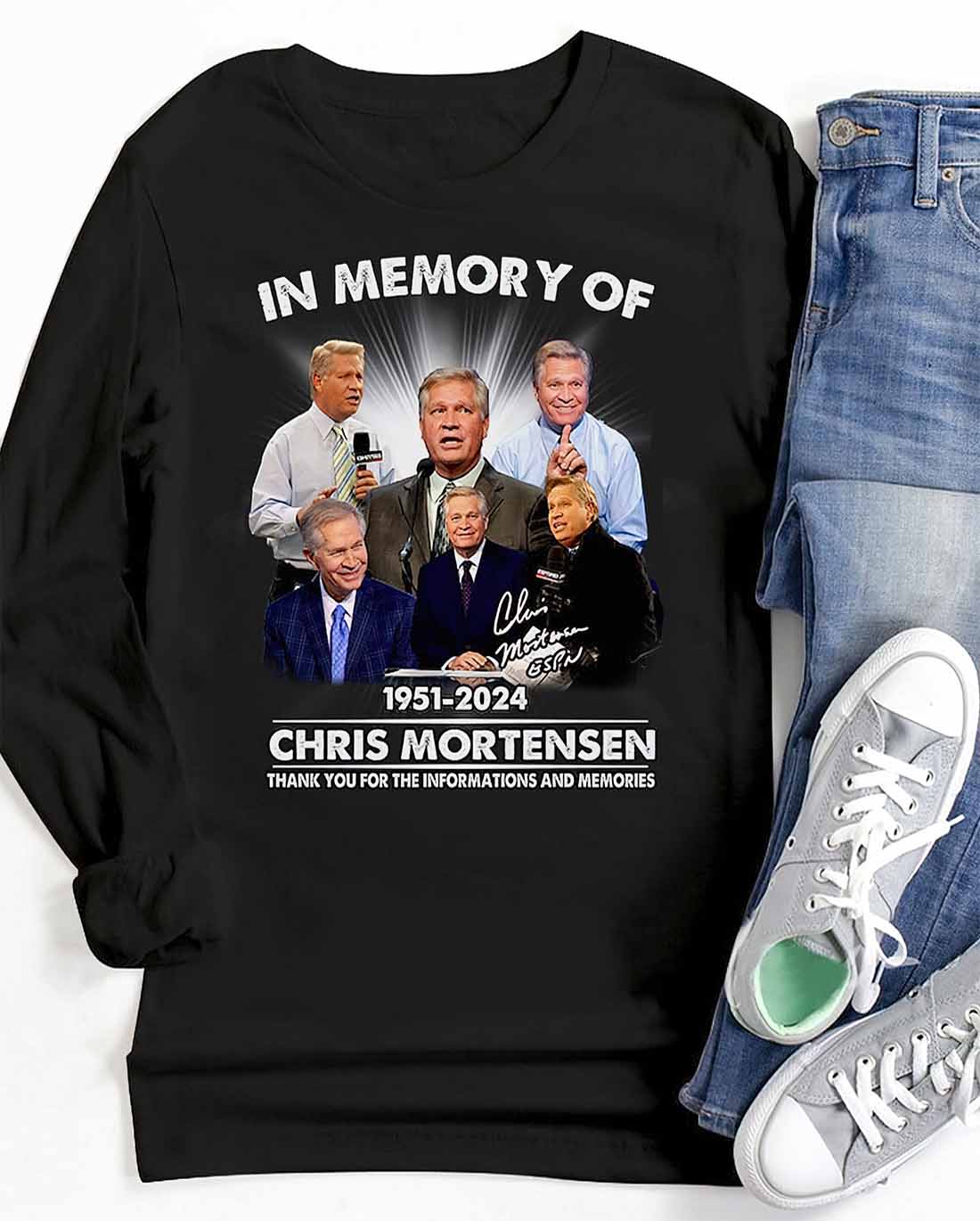 Chris Mortensen In Memory Of 1951 2024 Thank You For The Informations And Memories Shirt Chris Mortensen In Memory Of 1951 2024 Thank You For The Informations And Memories Shirt