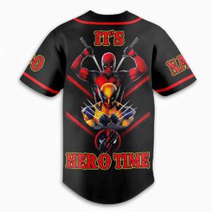Deadpool And Wolverine Its Hero Time Custom Baseball Jersey 1 Deadpool And Wolverine It’s Hero Time Custom Baseball Jersey