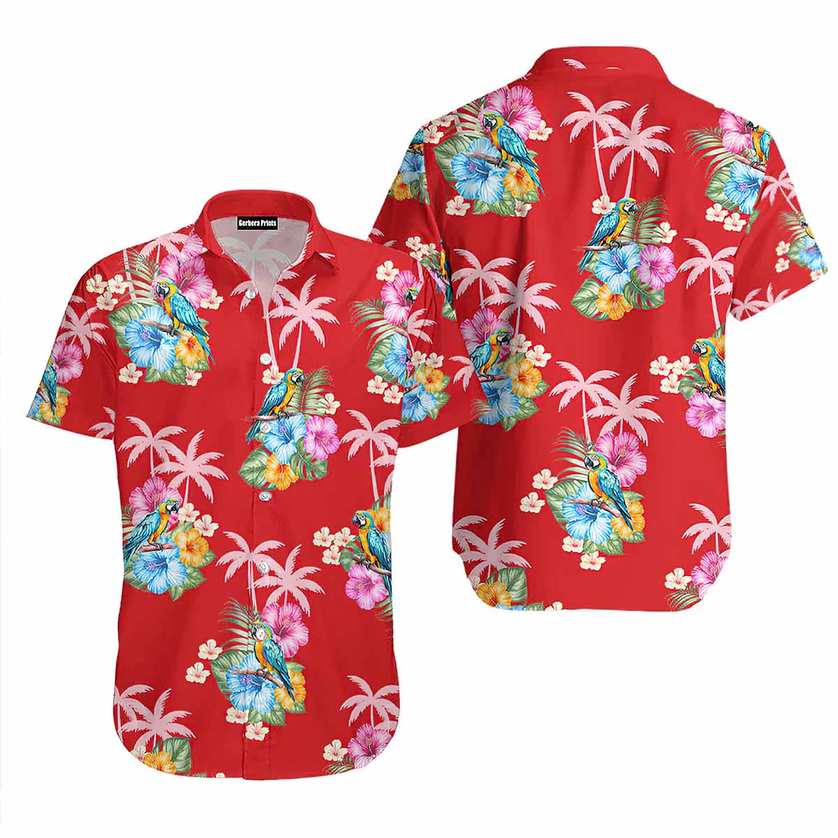 Parrot Tropical Red Hawaiian Shirt Parrot Tropical Red Hawaiian Shirt