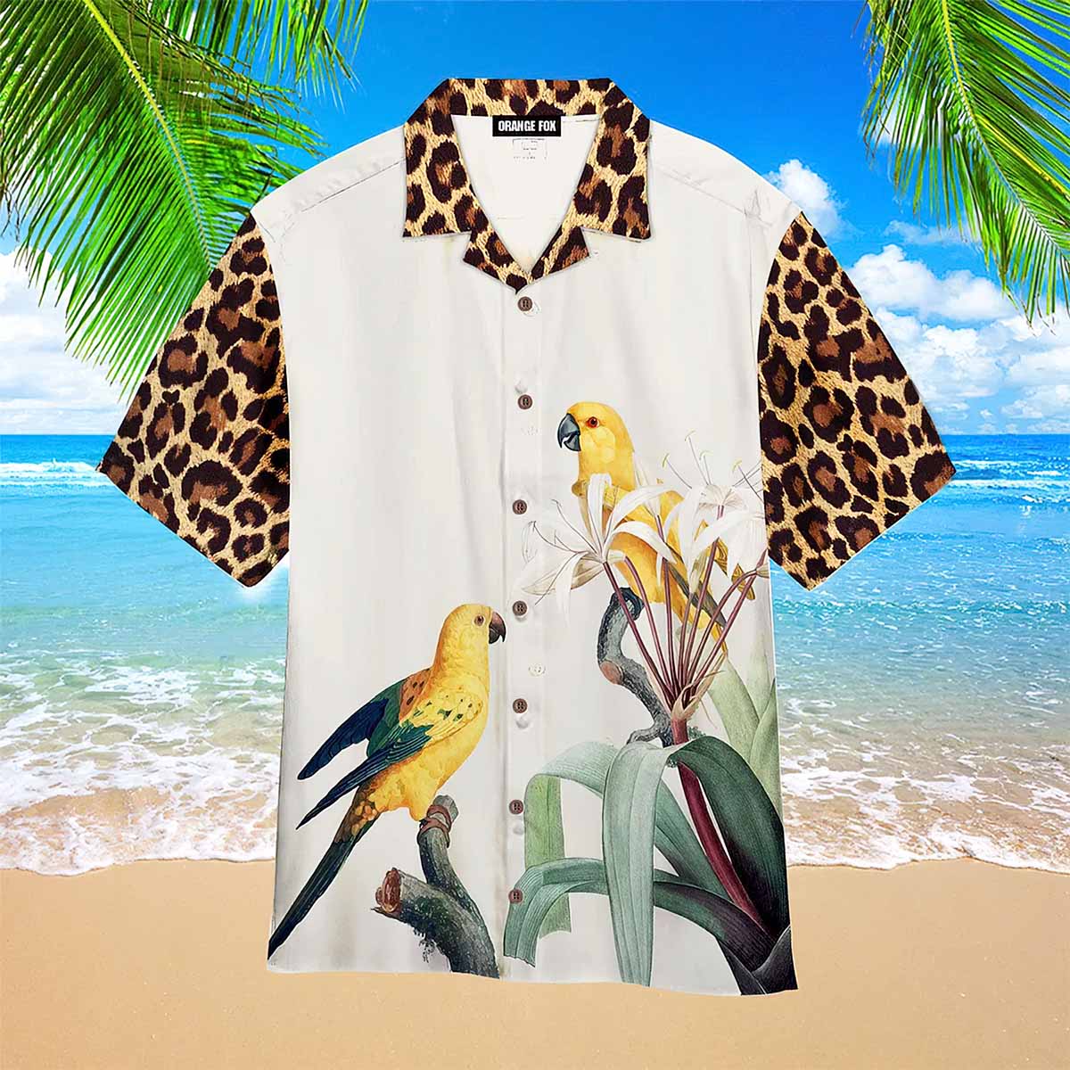 Parrot With Leopard Skin Hawaiian Shirt Parrot With Leopard Skin Hawaiian Shirt