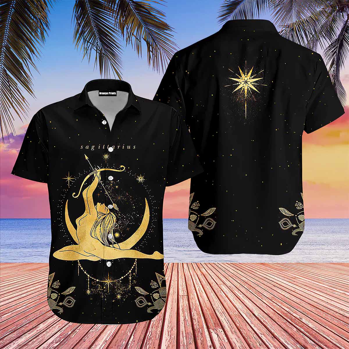 Sagittarius Golden Zodiac Hawaiian Shirt Sagittarius Golden Zodiac Hawaiian Shirt