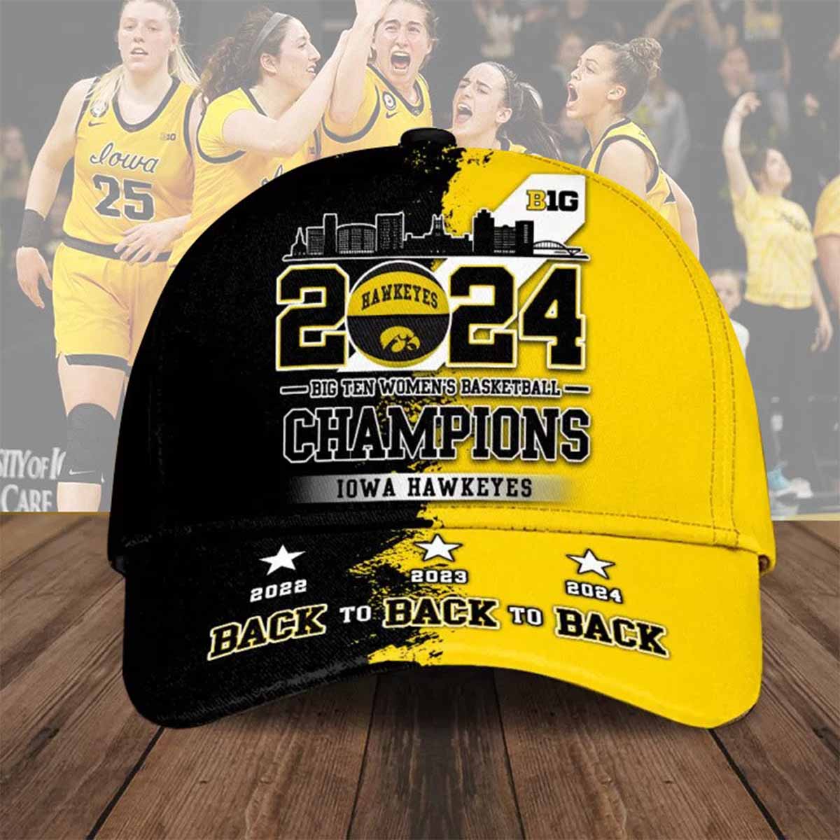 Iowa Big Ten Womens Basketball Champions Back To Back Hat Iowa Big Ten Womens Basketball Champions Back To Back Hat