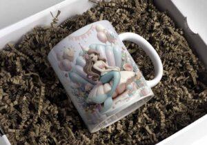 3D Effect Birthday Theme Pastel Beautiful Mermaid Mug Wrap 3D Effect Birthday Theme Pastel Beautiful Mermaid Mug Wrap