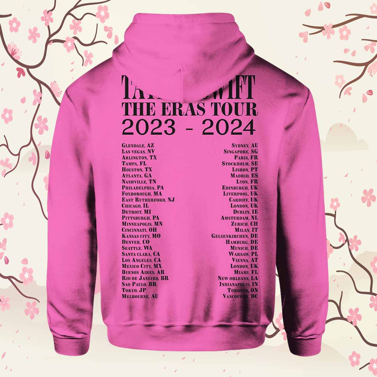 Taylor The Eras Tour 2023 2024 Pink Hoodie Taylor The Eras Tour 2023 2024 Pink Hoodie
