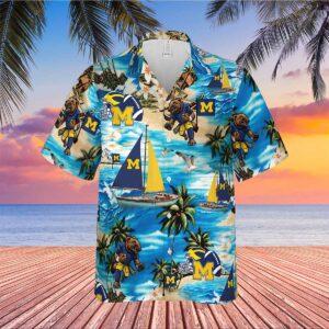 Michigan Boat Sailing Palm Tree Hawaiian Shirt