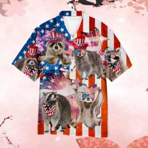 Raccoon Love America 4th Of July Independence Day Patriotic Hawaiian Shirt Raccoon Love America 4th Of July Independence Day Patriotic Hawaiian Shirt