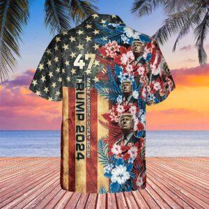 Trmp 2024 Make America Great Again Flowers Tropical Hawaiian Shirt