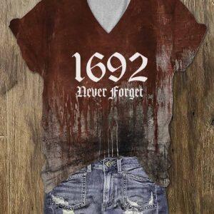 Blood 1962 Never Forget Halloween Print V Neck Shirt