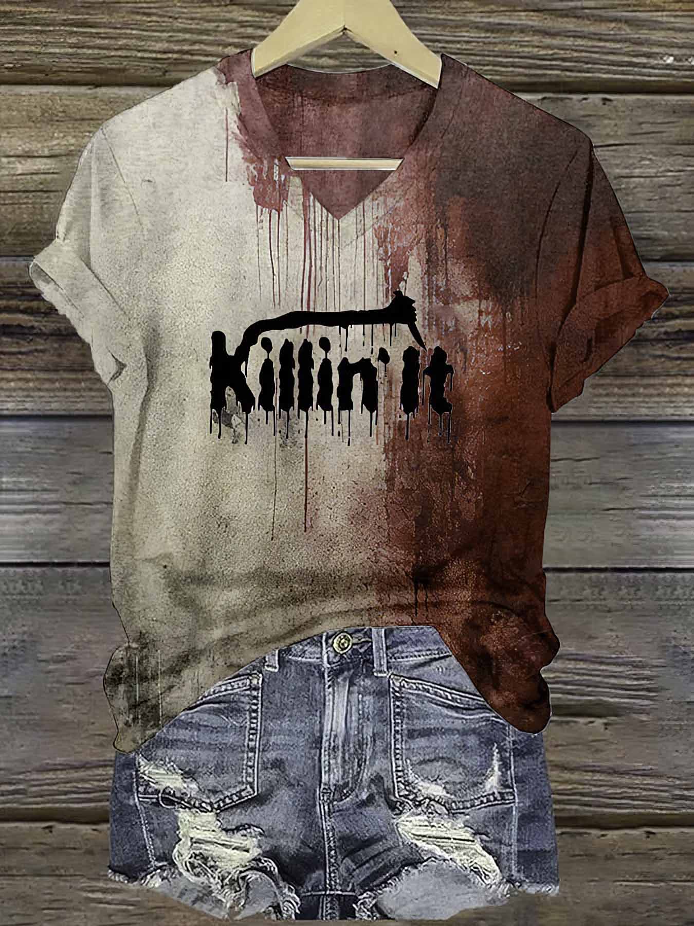 Blood Killin It Halloween Print Shirt Blood Killin It Halloween Print Shirt