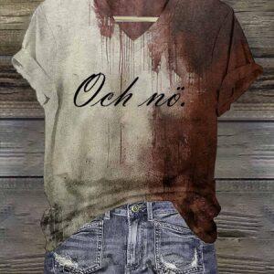 Blood Och No Halloween Print Shirt