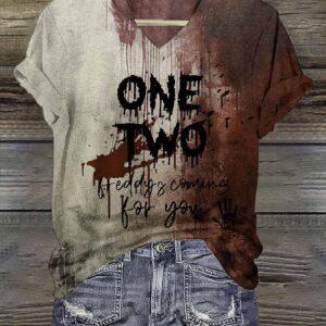 Bloody One Two Freddy’s Coming For You Halloween Shirt