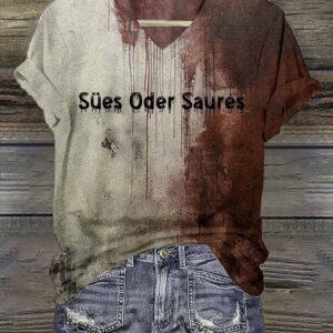 Blood Sues Oder Saures Halloween Print Shirt