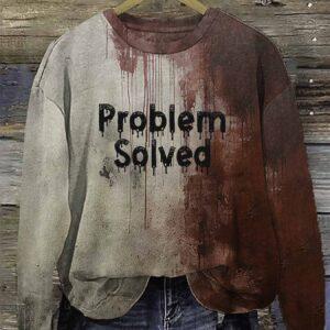 Bloody Problem Solved Halloween V Neck T Shirt 1 Bloody Problem Solved Halloween V Neck T Shirt