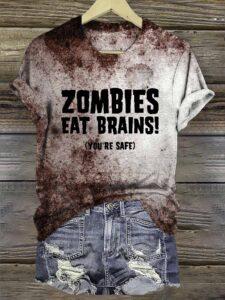 Bloody Zombies Eat Brains You’re Safe Halloween Shirt Bloody Zombies Eat Brains You’re Safe Halloween Shirt