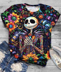 Jack Skellington Flowers Halloween 3D Shirt