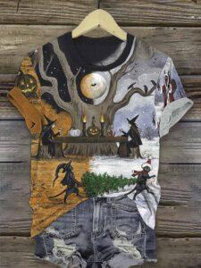 Women Funny Hallo Thanks Mas Cat Print Shirt