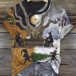 Women Funny Hallo Thanks Mas Cat Print Shirt