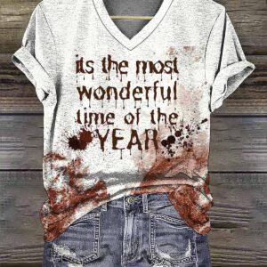 Womens Blood Its The Most Wonderful Time Of The Year Halloween Shirt