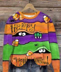 Women’s Halloween Peek Monster Print Shirt Women’s Halloween Peek Monster Print Shirt