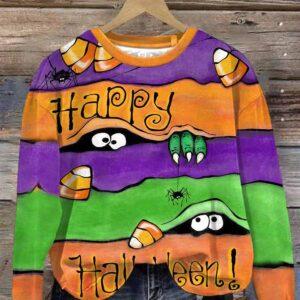 Women’s Halloween Peek Monster Print Shirt