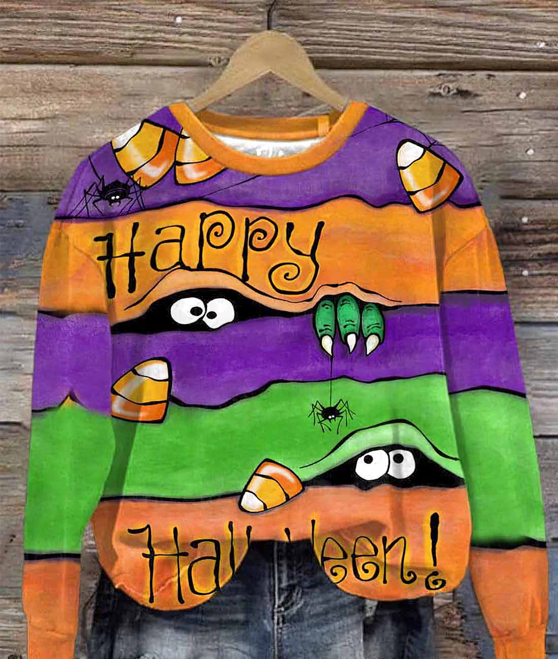 Women's Halloween Peek Monster Print Shirt Women's Halloween Peek Monster Print Shirt