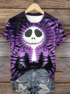Women’s Halloween Tie Dye Skeleton Print Shirt Women’s Halloween Tie Dye Skeleton Print Shirt