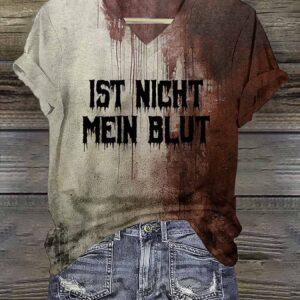 Womens 1st Night Mein Blut Halloween Print Shirt