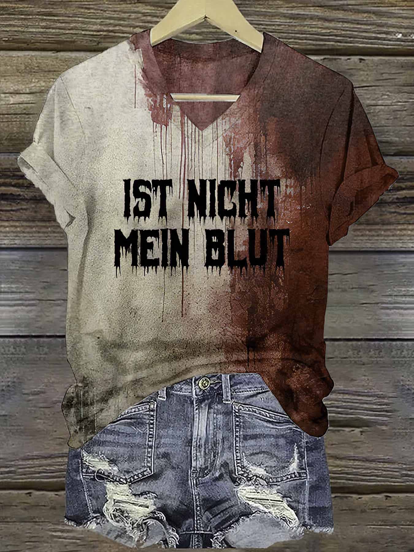 Women's Ist Night Mein Blut Halloween Print Shirt Womens 1st Night Mein Blut Halloween Print Shirt