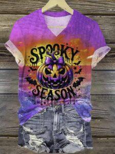 Women’s Spooky Season Halloween Print Shirt Women’s Spooky Season Halloween Print Shirt