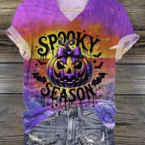 Women’s Spooky Season Halloween Print Shirt