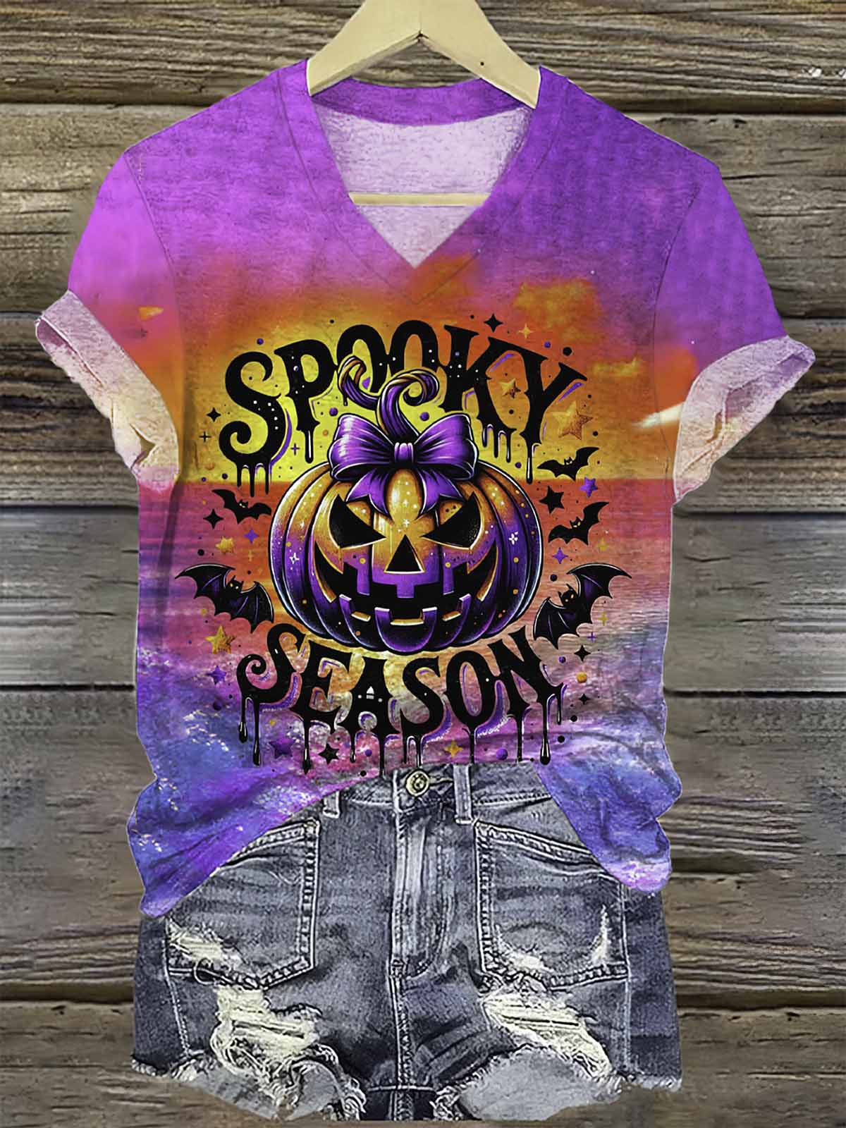 Women's Spooky Season Halloween Print Shirt Women's Spooky Season Halloween Print Shirt