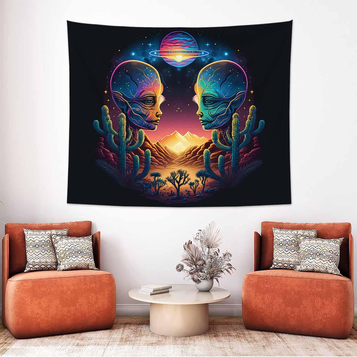 Abstract Skull Cactus Tapestry Abstract Skull Cactus Tapestry