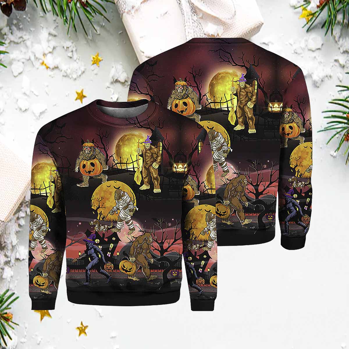 Bigfoot Halloween Crewneck Sweater Bigfoot Halloween Crewneck Sweater
