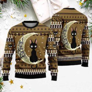 Black Cat Moon And Back Ugly Christmas Sweater Black Cat Moon And Back Ugly Christmas Sweater
